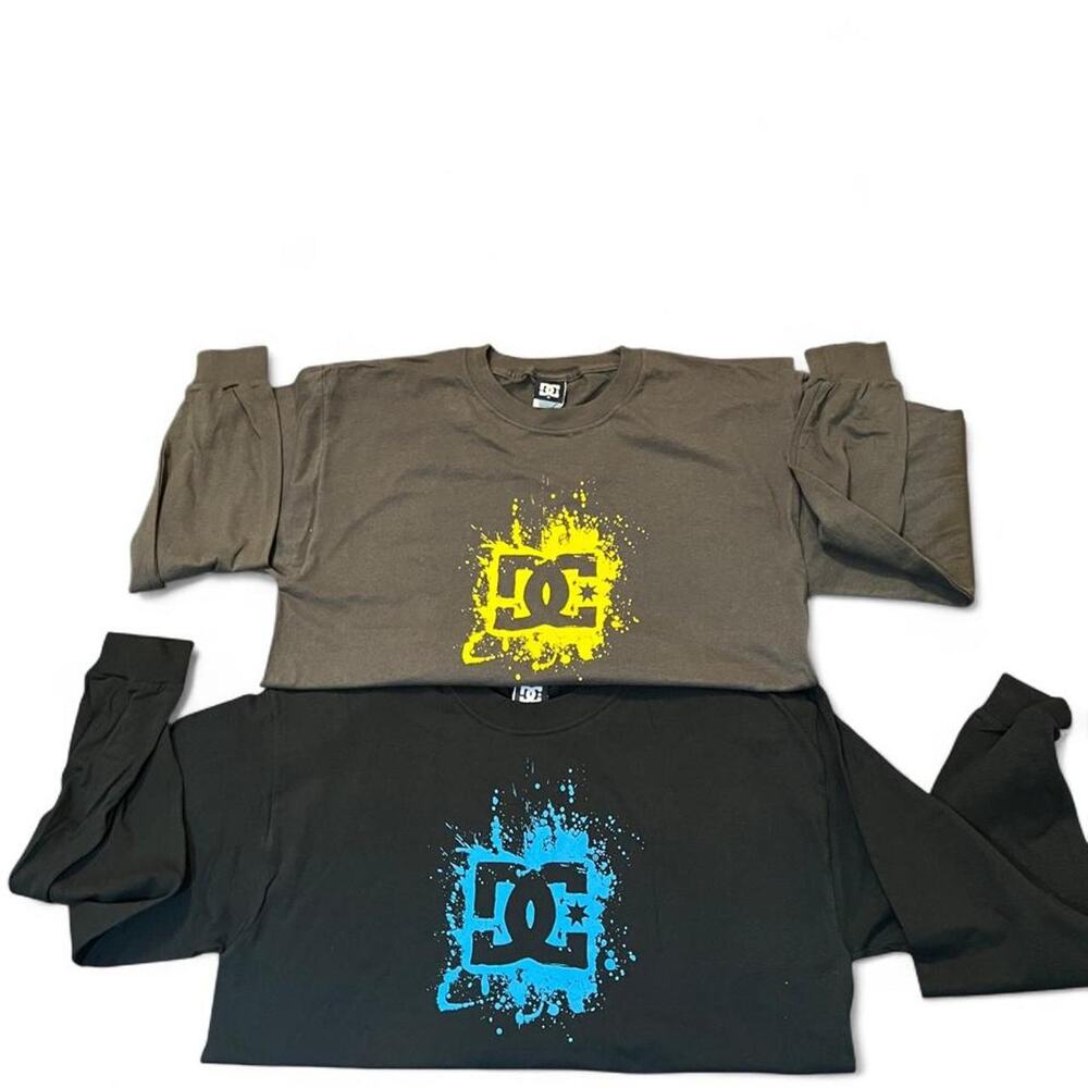 DC Shoes Vintage Splash Splatter  2pc Long Sleeve T-shirt Bundle, Size Large